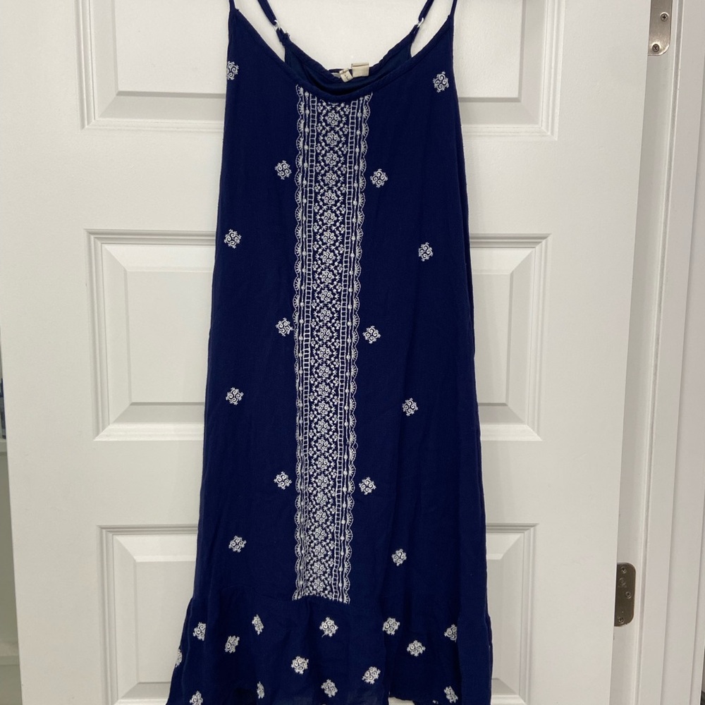 Elegant Navy Blue Embroidered Dress